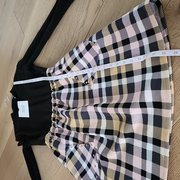 Deux par Deux Girls Mock Neck Mixed Media Plaid Press - Picture 5 of 7